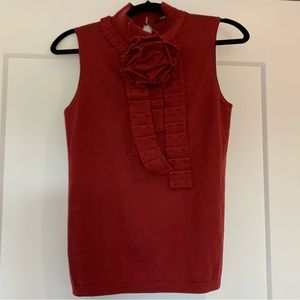 Hugo Boss small 100% virgin wool deep red sleeveless top